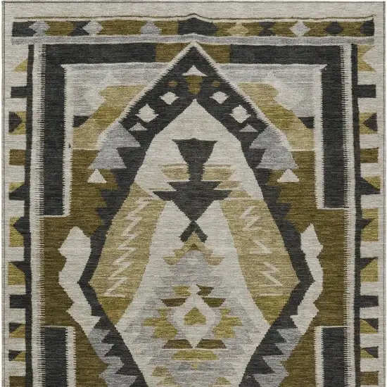 Chocolate Beige And Gray Tribal Washable Indoor Outdoor Area Rug Photo 4
