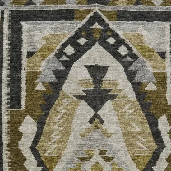 Chocolate Beige And Gray Tribal Washable Indoor Outdoor Area Rug Photo 4