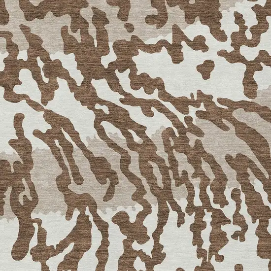 Chocolate Beige And Ivory Animal Print Washable Indoor Outdoor Area Rug Photo 6