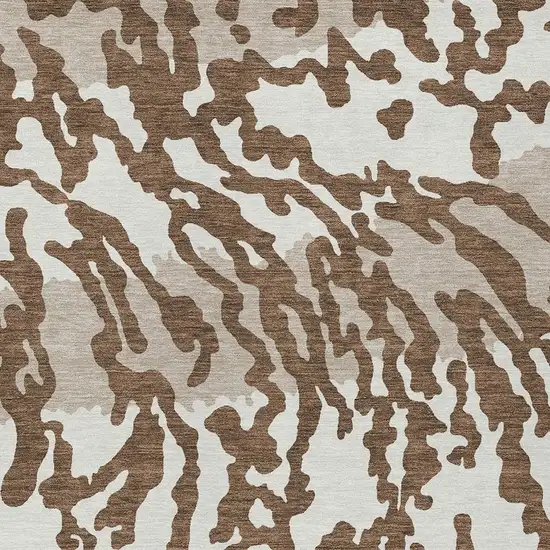 Chocolate Beige And Ivory Animal Print Washable Indoor Outdoor Area Rug Photo 6