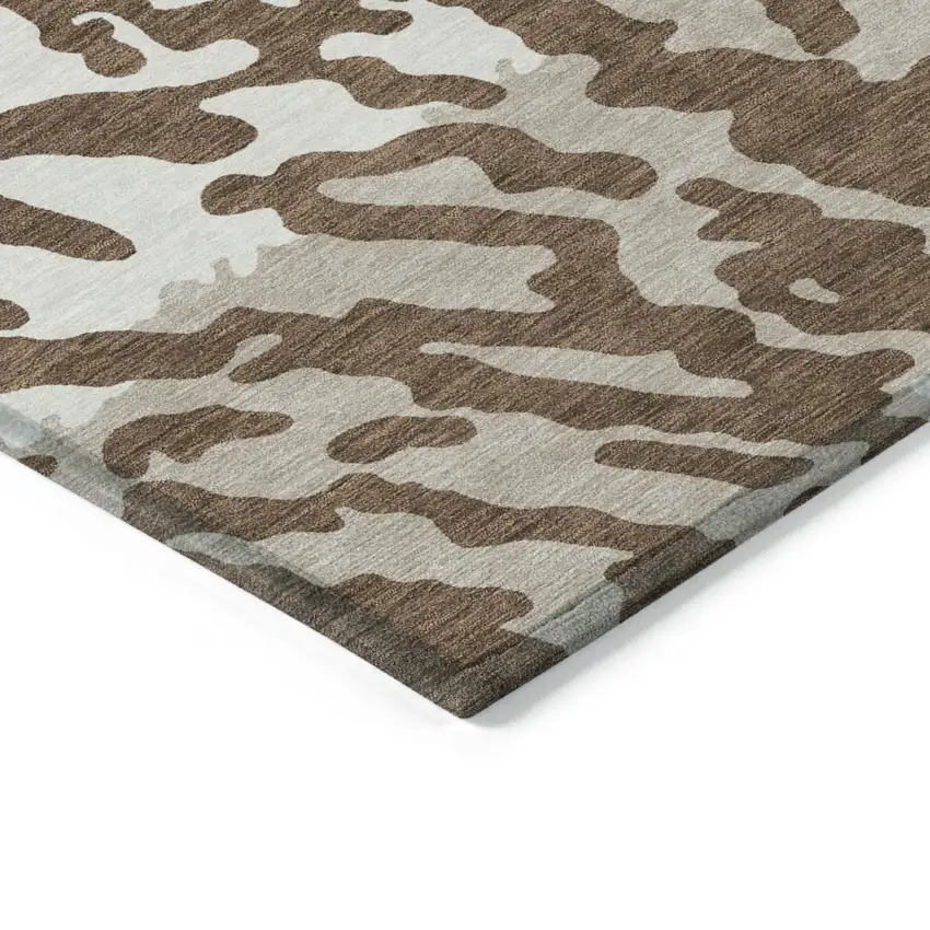 Chocolate Beige And Ivory Animal Print Washable Indoor Outdoor Area Rug Photo 4