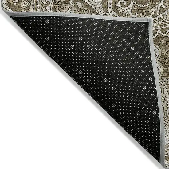 Chocolate Beige And Ivory Paisley Washable Indoor Outdoor Area Rug Photo 2