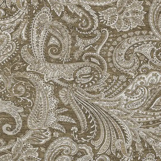 Chocolate Beige And Ivory Paisley Washable Indoor Outdoor Area Rug Photo 6