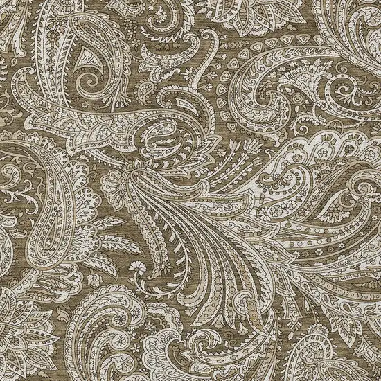 Chocolate Beige And Ivory Paisley Washable Indoor Outdoor Area Rug Photo 5