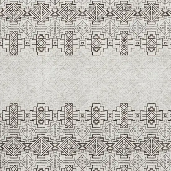 Chocolate Beige And Ivory Southwestern Washable Area Rug With UV Protection Photo 2