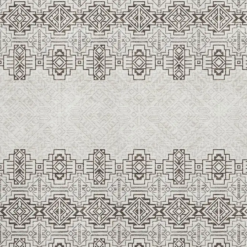 Chocolate Beige And Ivory Southwestern Washable Area Rug With UV Protection Photo 2