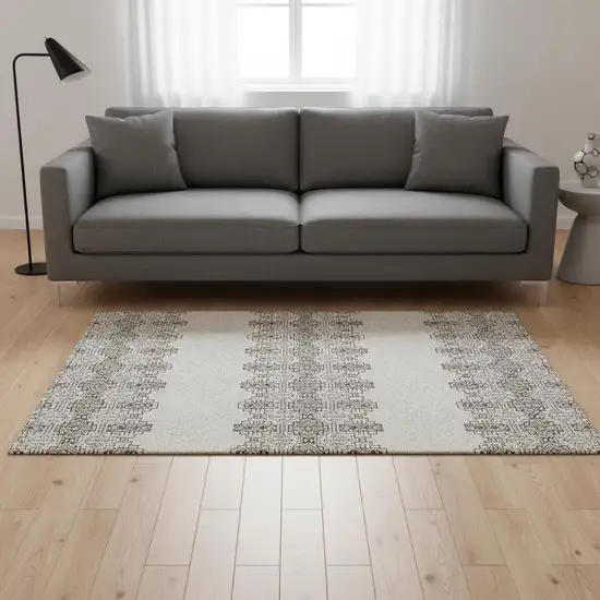 Chocolate Beige And Ivory Southwestern Washable Area Rug With UV Protection Photo 2