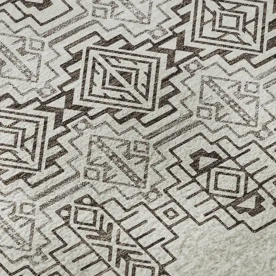 Chocolate Beige And Ivory Southwestern Washable Area Rug With UV Protection Photo 9