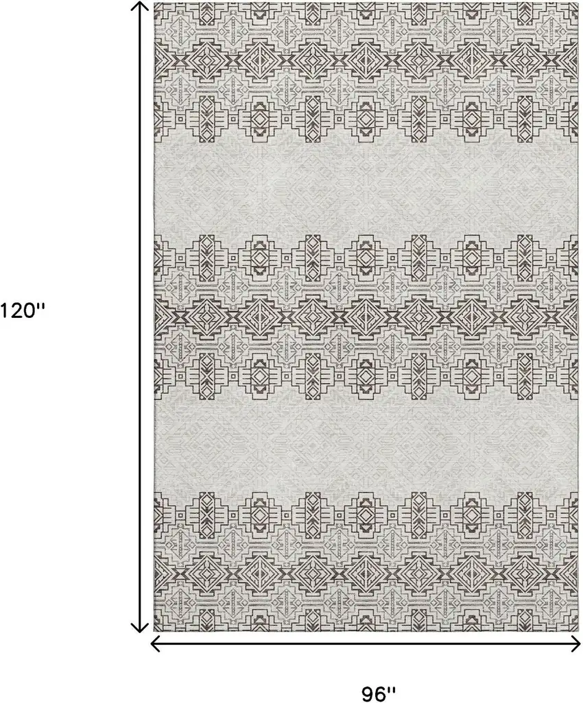 Chocolate Beige And Ivory Southwestern Washable Area Rug With UV Protection Photo 9