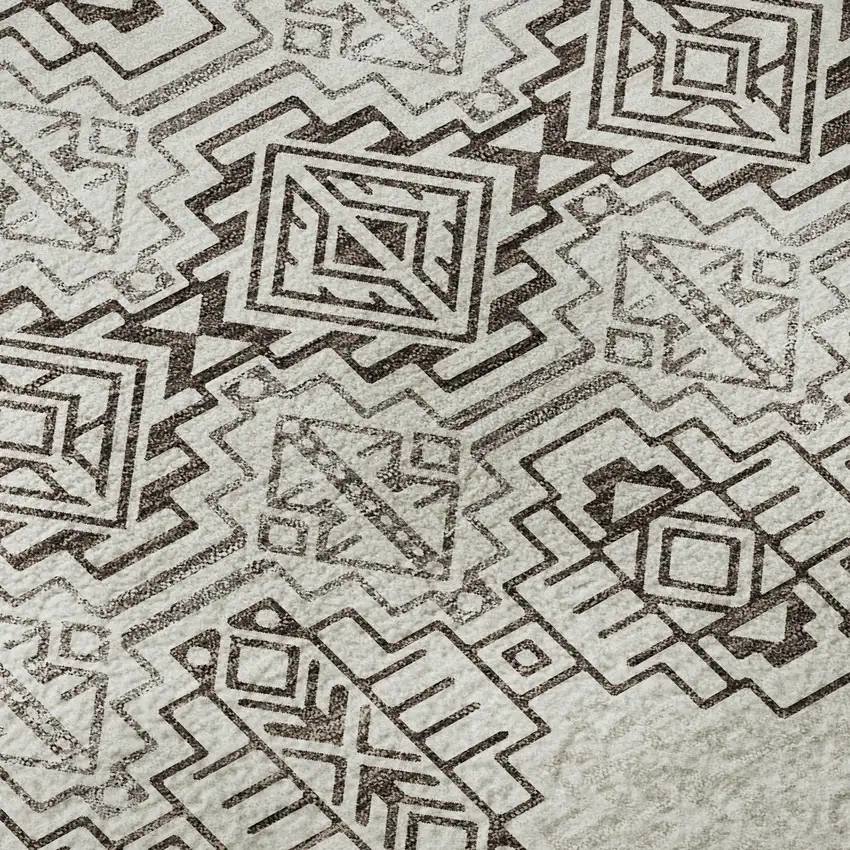 Chocolate Beige And Ivory Southwestern Washable Area Rug With UV Protection Photo 8