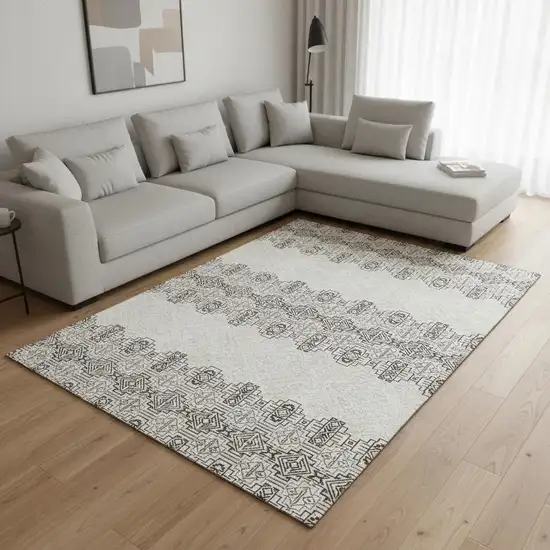 Chocolate Beige And Ivory Southwestern Washable Area Rug With UV Protection Photo 2