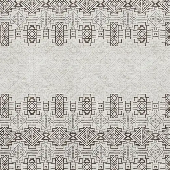Chocolate Beige And Ivory Southwestern Washable Area Rug With UV Protection Photo 2
