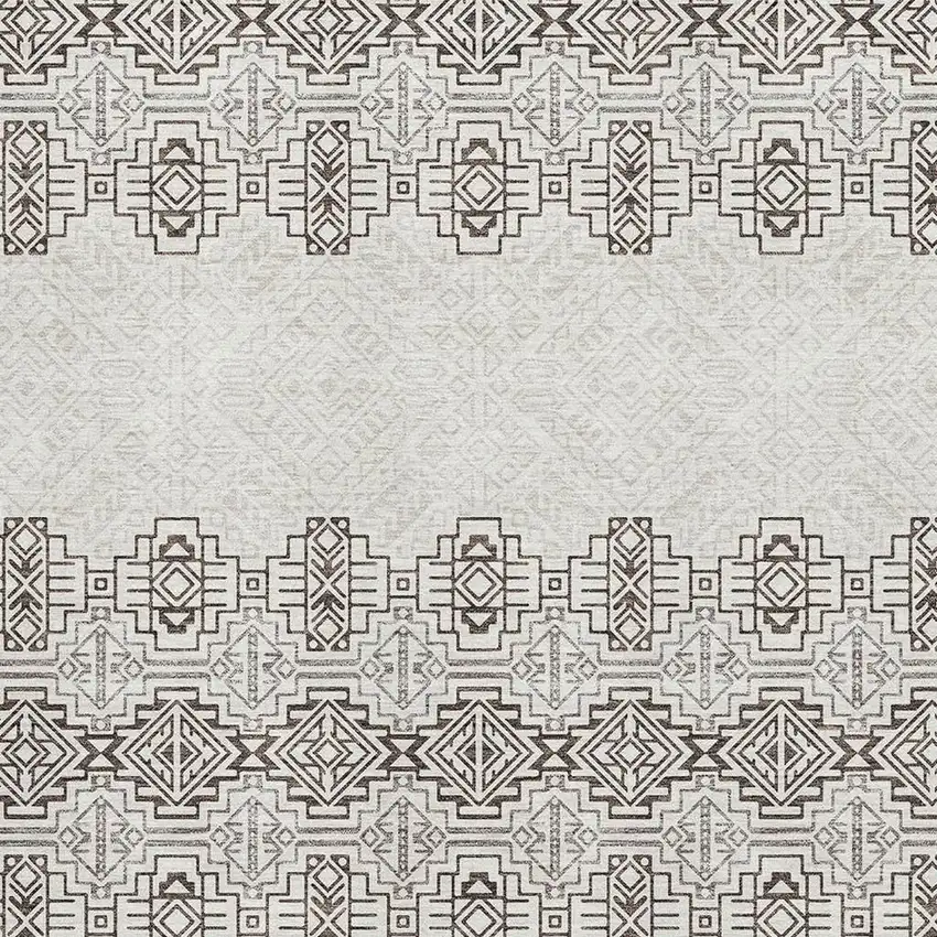 Chocolate Beige And Ivory Southwestern Washable Area Rug With UV Protection Photo 2