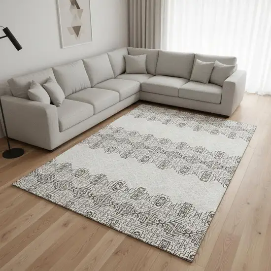 Chocolate Beige And Ivory Southwestern Washable Area Rug With UV Protection Photo 2