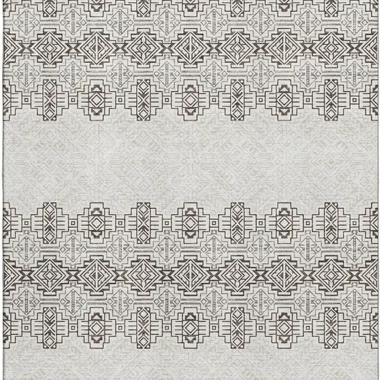 Chocolate Beige And Ivory Southwestern Washable Area Rug With UV Protection Photo 3