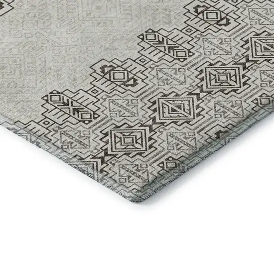 Chocolate Beige And Ivory Southwestern Washable Area Rug With UV Protection Photo 8