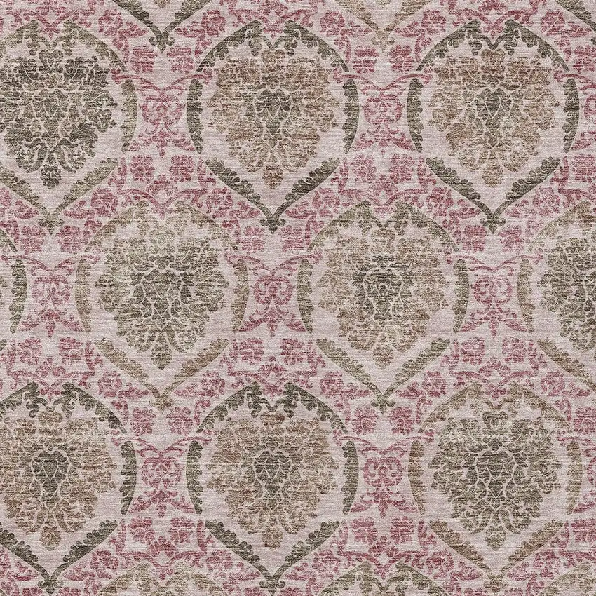 Chocolate Beige And Mauve Medallion Washable Indoor Outdoor Area Rug Photo 7