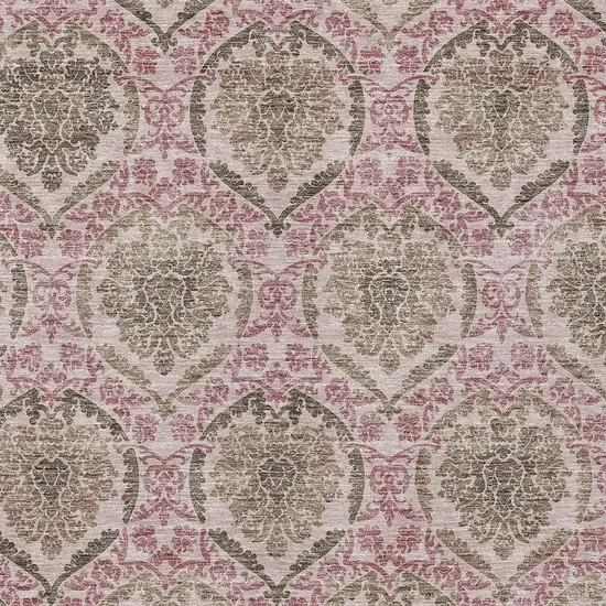Chocolate Beige And Mauve Medallion Washable Indoor Outdoor Area Rug Photo 7