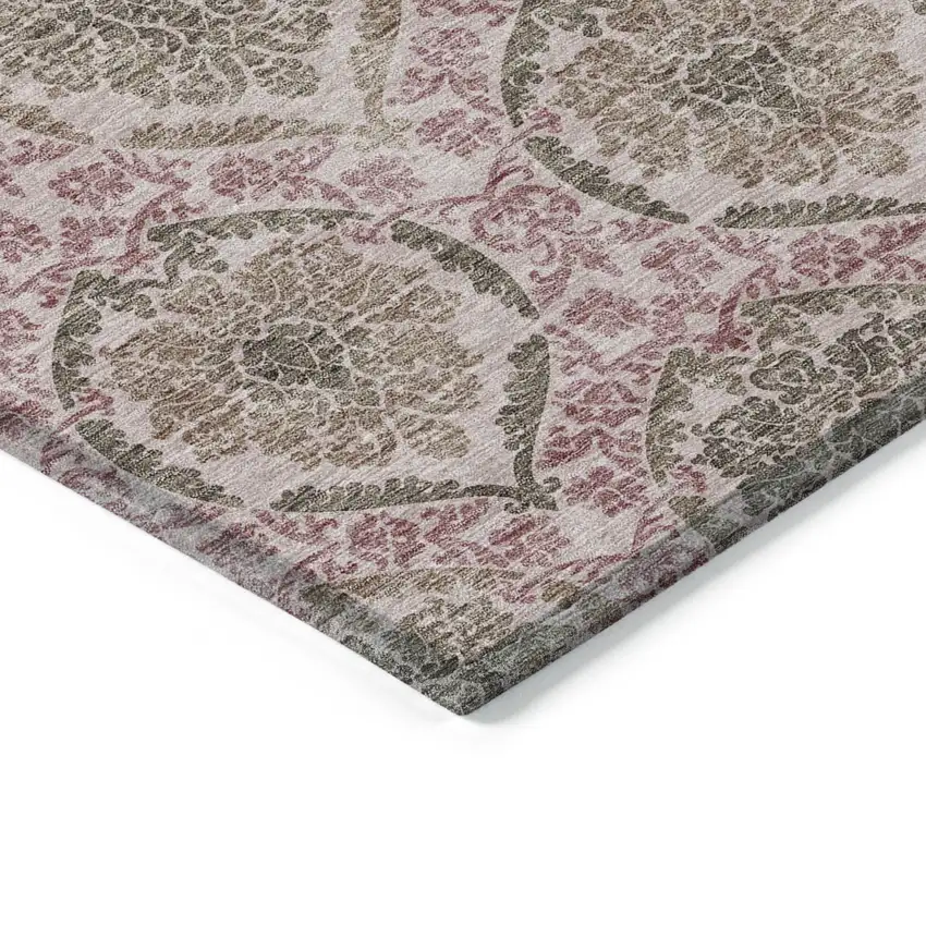 Chocolate Beige And Mauve Medallion Washable Indoor Outdoor Area Rug Photo 5