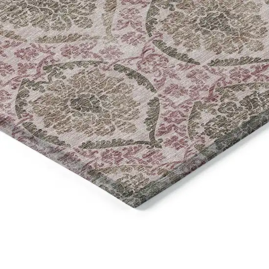 Chocolate Beige And Mauve Medallion Washable Indoor Outdoor Area Rug Photo 5