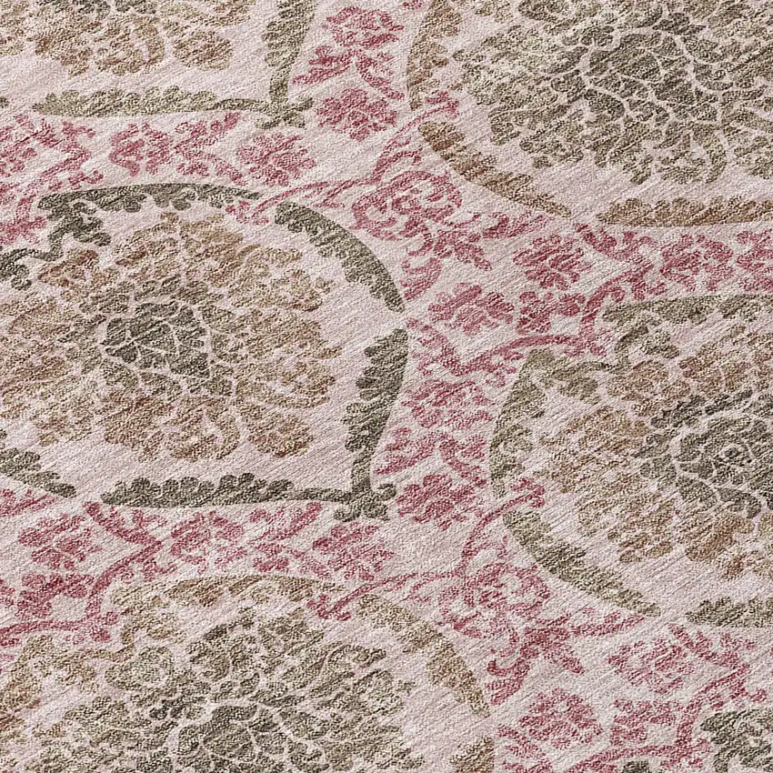 Chocolate Beige And Mauve Medallion Washable Indoor Outdoor Area Rug Photo 6