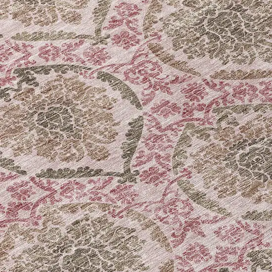 Chocolate Beige And Mauve Medallion Washable Indoor Outdoor Area Rug Photo 6