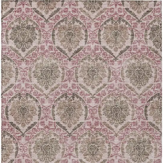 Chocolate Beige And Mauve Medallion Washable Indoor Outdoor Area Rug Photo 7