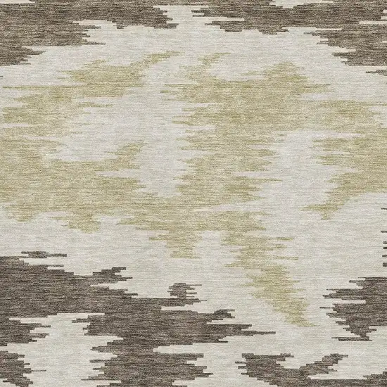 Chocolate Beige And Taupe Abstract Washable Area Rug With UV Protection Photo 3