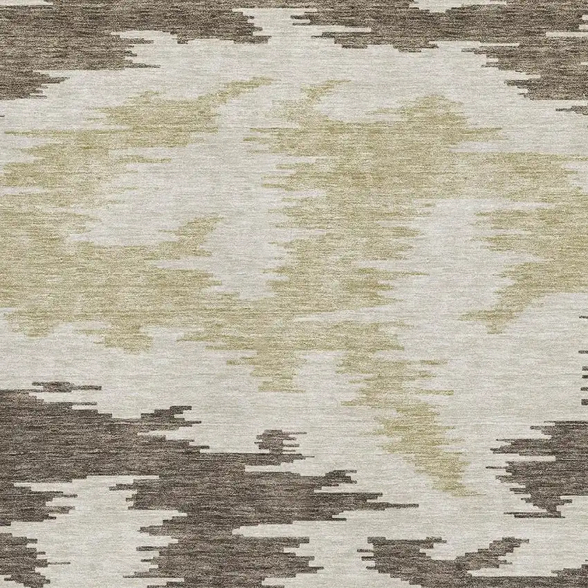 Chocolate Beige And Taupe Abstract Washable Area Rug With UV Protection Photo 3