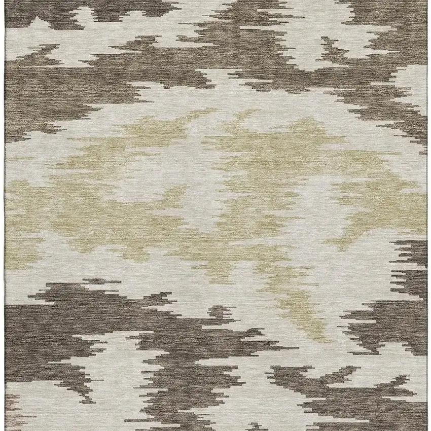 Chocolate Beige And Taupe Abstract Washable Area Rug With UV Protection Photo 4