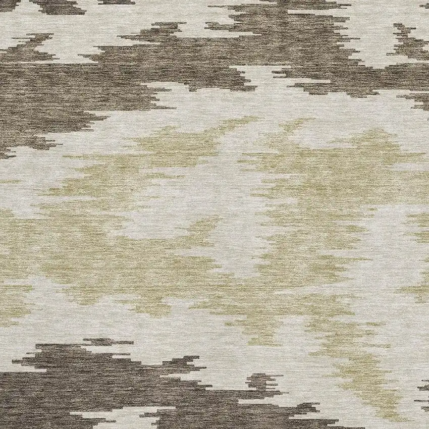 Chocolate Beige And Taupe Abstract Washable Area Rug With UV Protection Photo 3