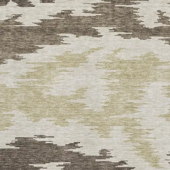 Chocolate Beige And Taupe Abstract Washable Area Rug With UV Protection Photo 3