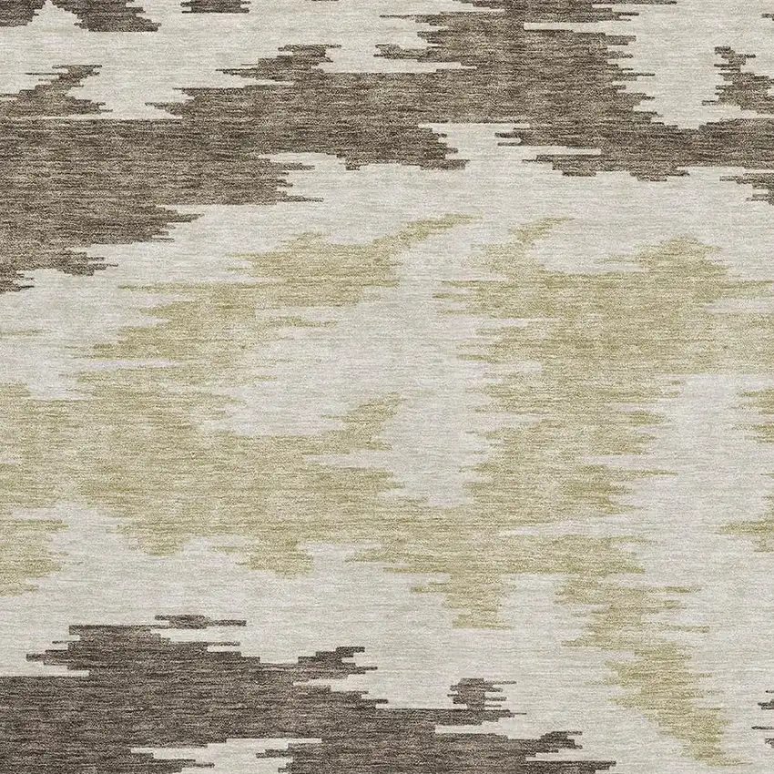 Chocolate Beige And Taupe Abstract Washable Area Rug With UV Protection Photo 3
