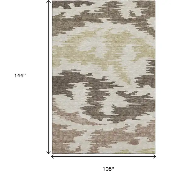 Chocolate Beige And Taupe Abstract Washable Area Rug With UV Protection Photo 3