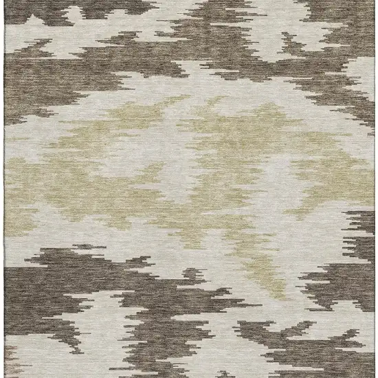 Chocolate Beige And Taupe Abstract Washable Area Rug With UV Protection Photo 3