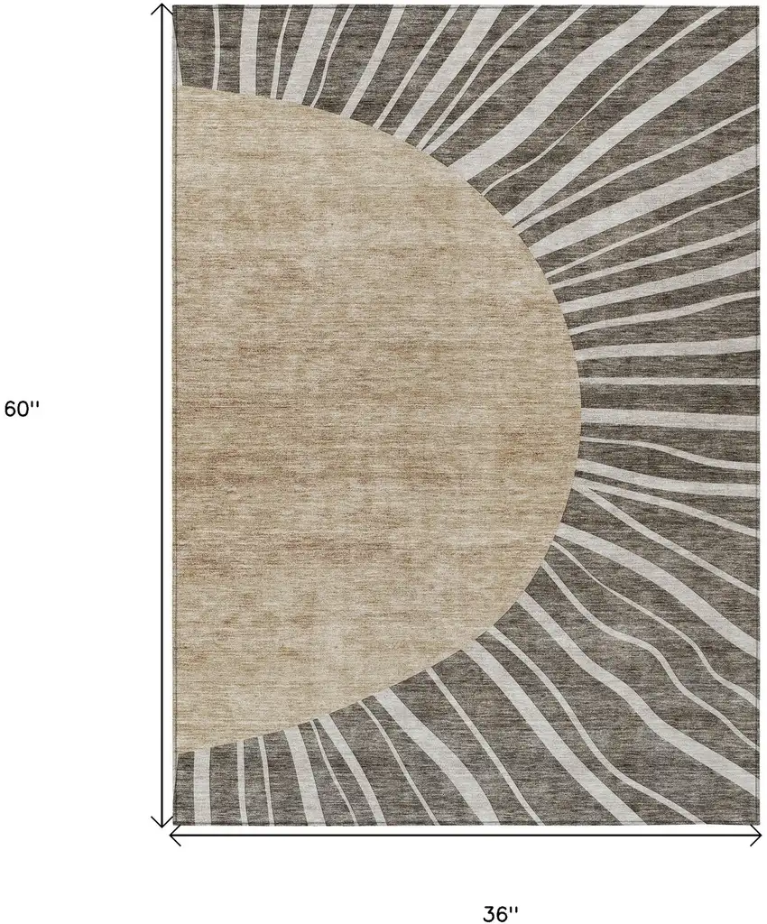 Chocolate Beige And Taupe Abstract Washable Indoor Outdoor Area Rug Photo 3