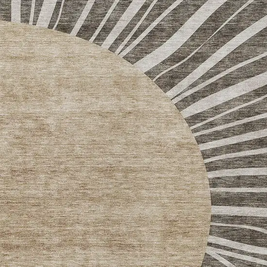 Chocolate Beige And Taupe Abstract Washable Indoor Outdoor Area Rug Photo 5