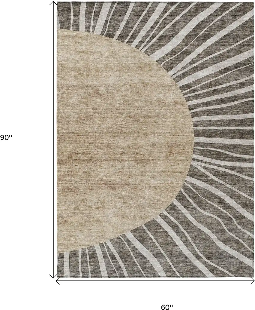 Chocolate Beige And Taupe Abstract Washable Indoor Outdoor Area Rug Photo 3