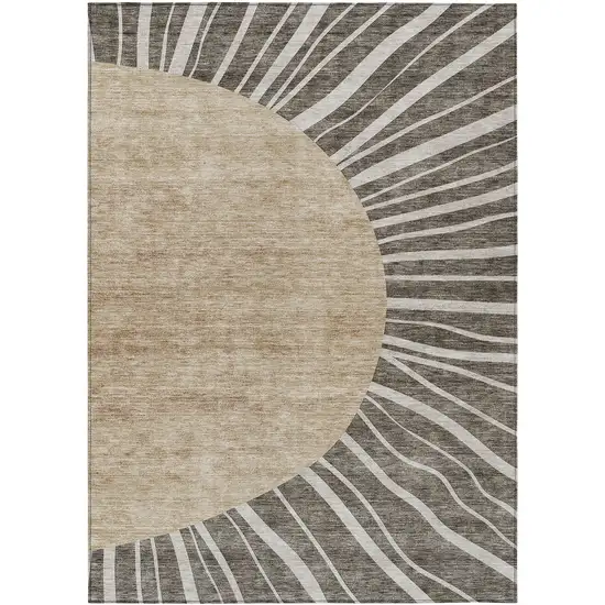 Chocolate Beige And Taupe Abstract Washable Indoor Outdoor Area Rug Photo 2