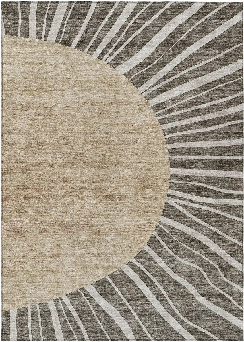 Chocolate Beige And Taupe Abstract Washable Indoor Outdoor Area Rug Photo 2