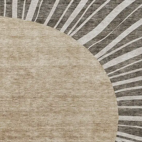 Chocolate Beige And Taupe Abstract Washable Indoor Outdoor Area Rug Photo 6