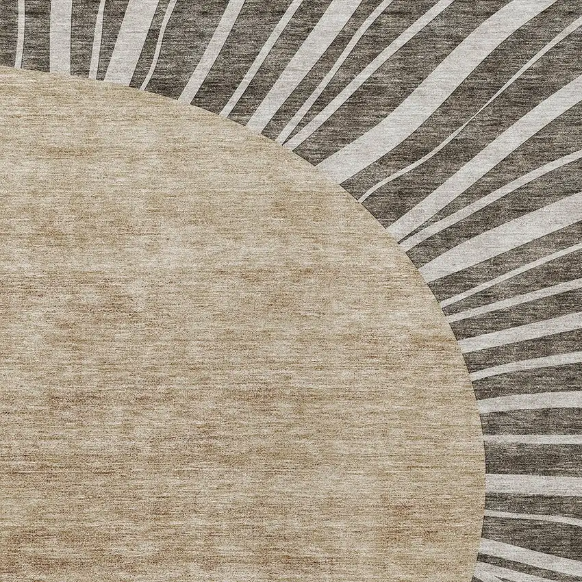 Chocolate Beige And Taupe Abstract Washable Indoor Outdoor Area Rug Photo 6