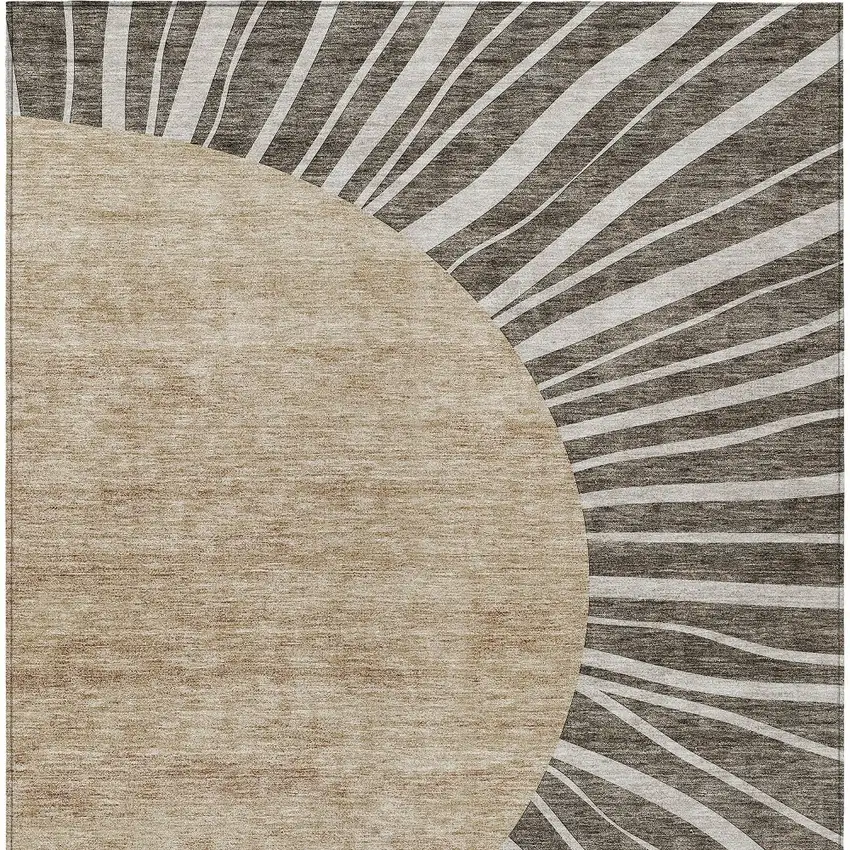 Chocolate Beige And Taupe Abstract Washable Indoor Outdoor Area Rug Photo 7