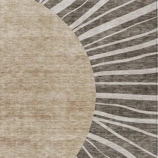 Chocolate Beige And Taupe Abstract Washable Indoor Outdoor Area Rug Photo 6
