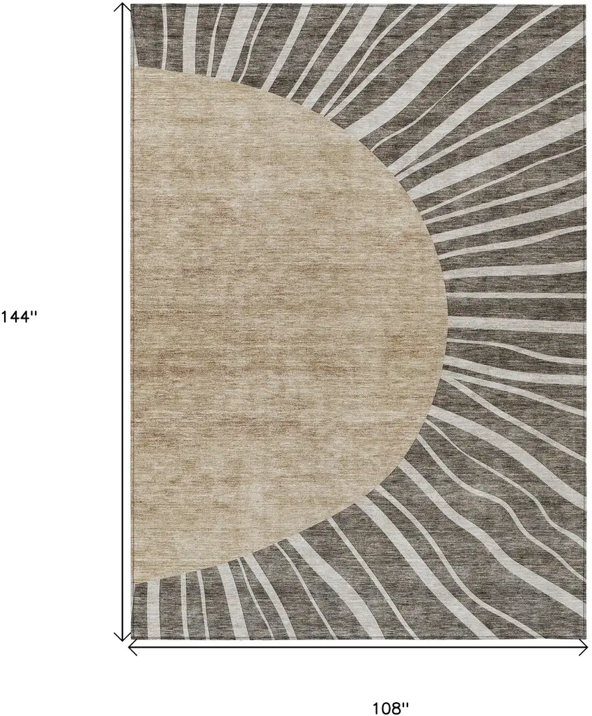 Chocolate Beige And Taupe Abstract Washable Indoor Outdoor Area Rug Photo 3