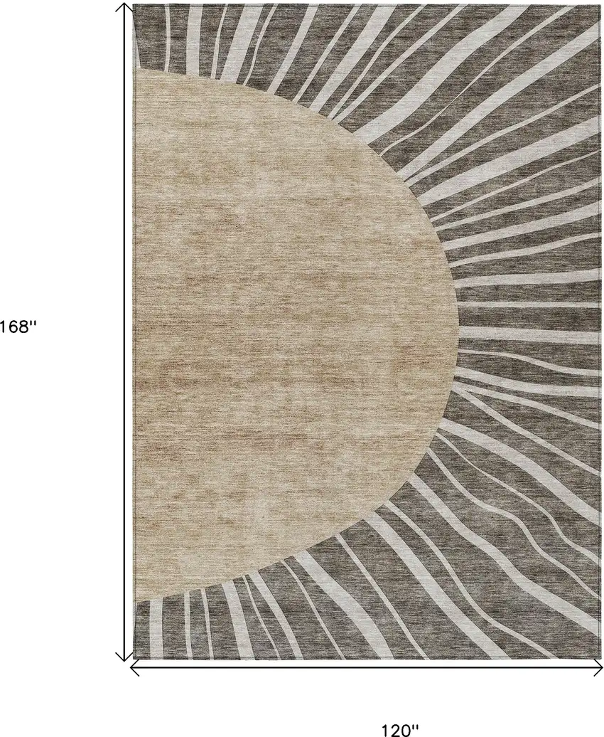 Chocolate Beige And Taupe Abstract Washable Indoor Outdoor Area Rug Photo 3