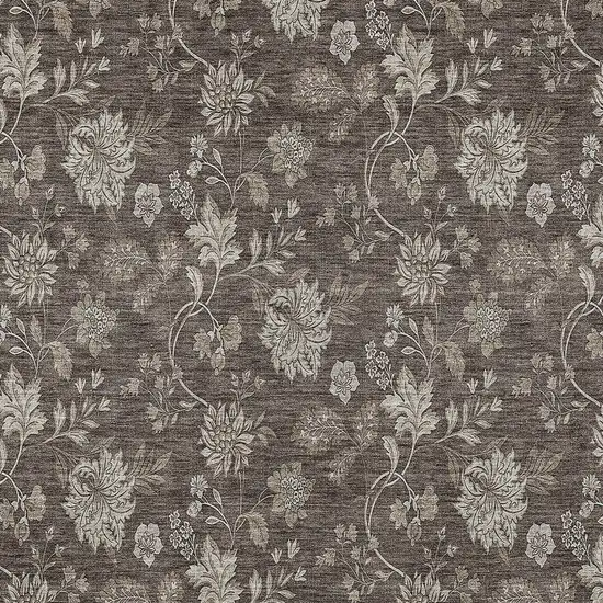 Chocolate Beige And Taupe Floral Washable Indoor Outdoor Area Rug Photo 6