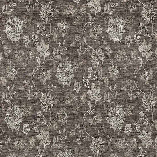 Chocolate Beige And Taupe Floral Washable Indoor Outdoor Area Rug Photo 6