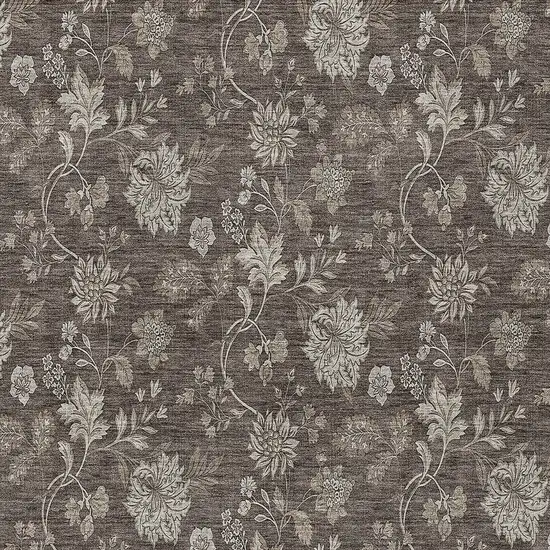 Chocolate Beige And Taupe Floral Washable Indoor Outdoor Area Rug Photo 6