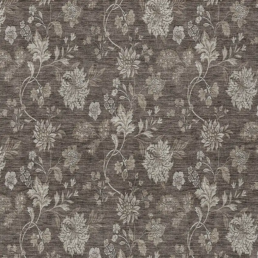 Chocolate Beige And Taupe Floral Washable Indoor Outdoor Area Rug Photo 6